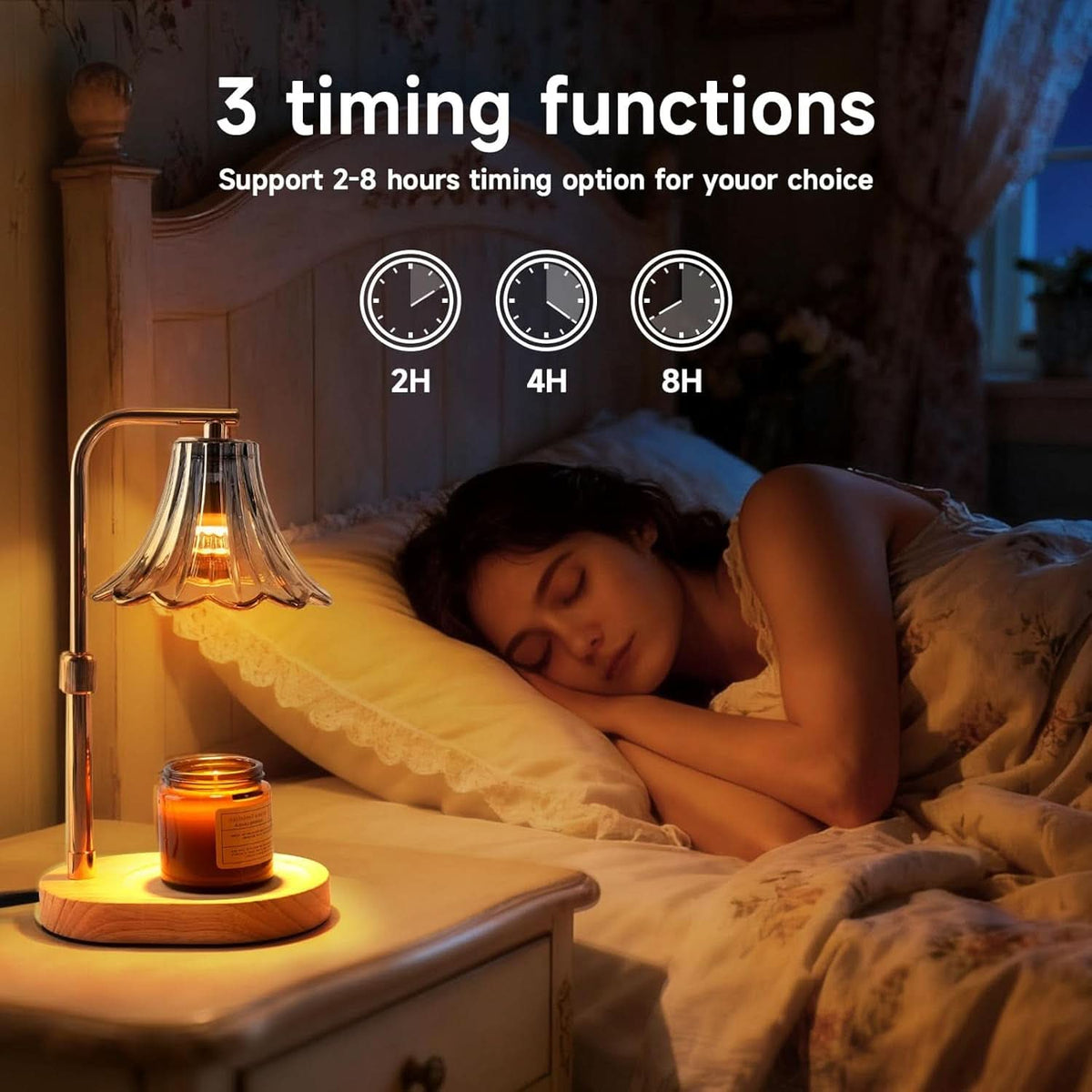 Candle Warmer Lamp With Timer Dimmer Height Adjustable-3
