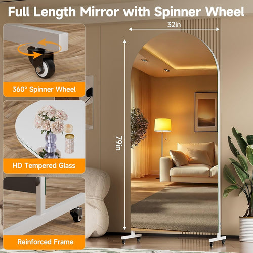 79 Inches Architectural Full Length Mirror Wheeled-1