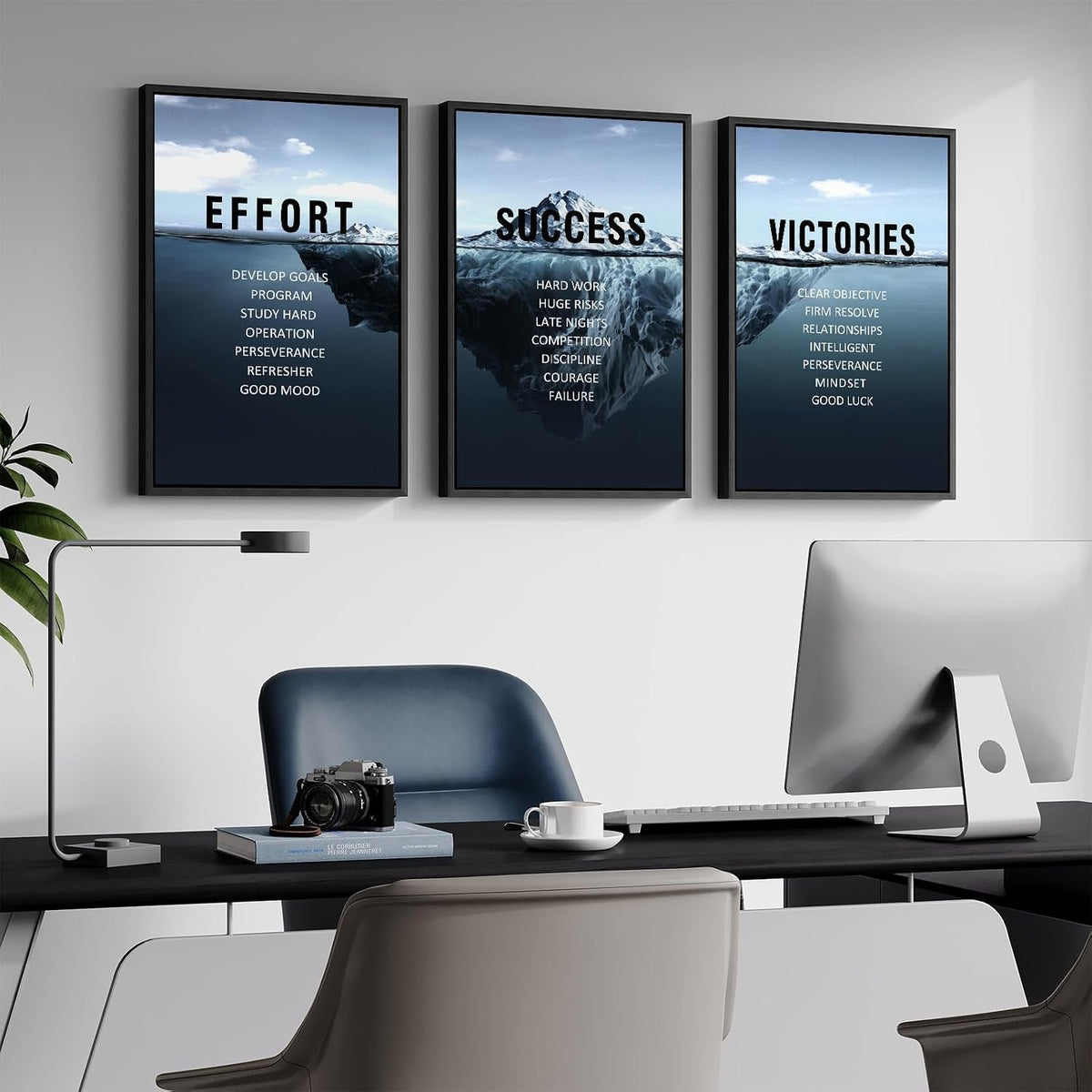 Framed Motivational Wall Art Navy Blue Iceberg 16x24-2