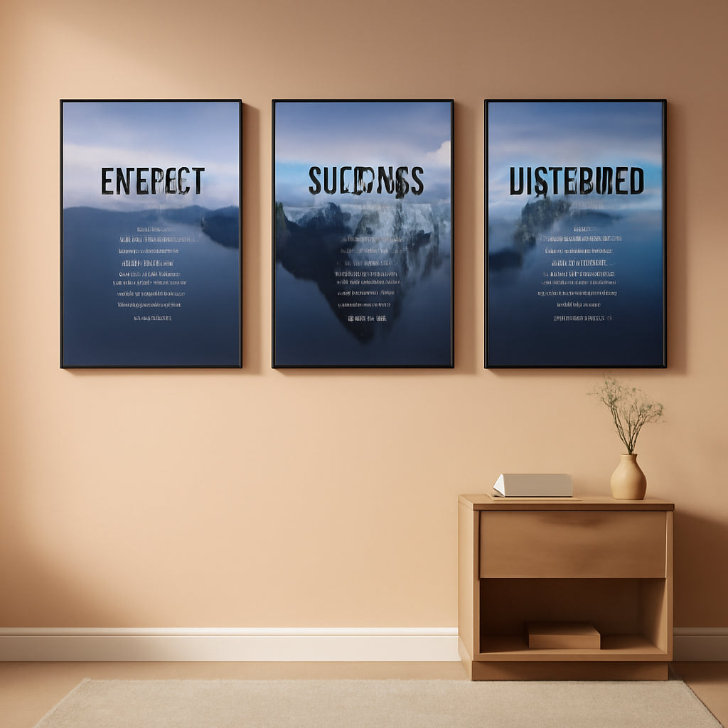 Framed Motivational Wall Art Navy Blue Iceberg 16x24-0