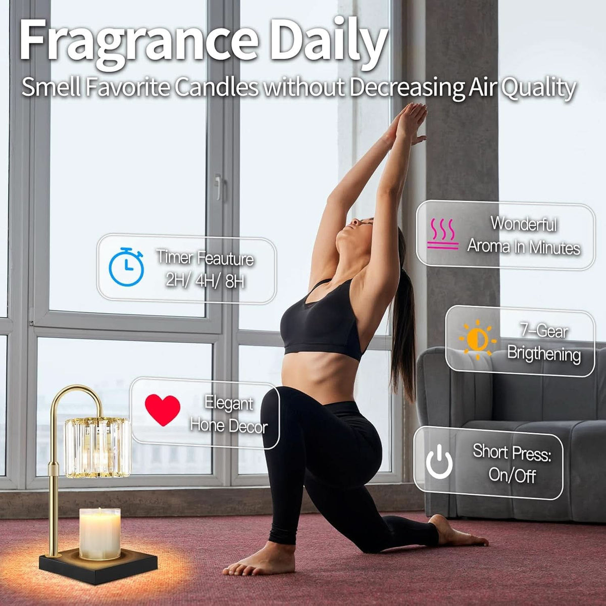 Black Candle Warmer Lamp With Smart Programmable Dimmer-2