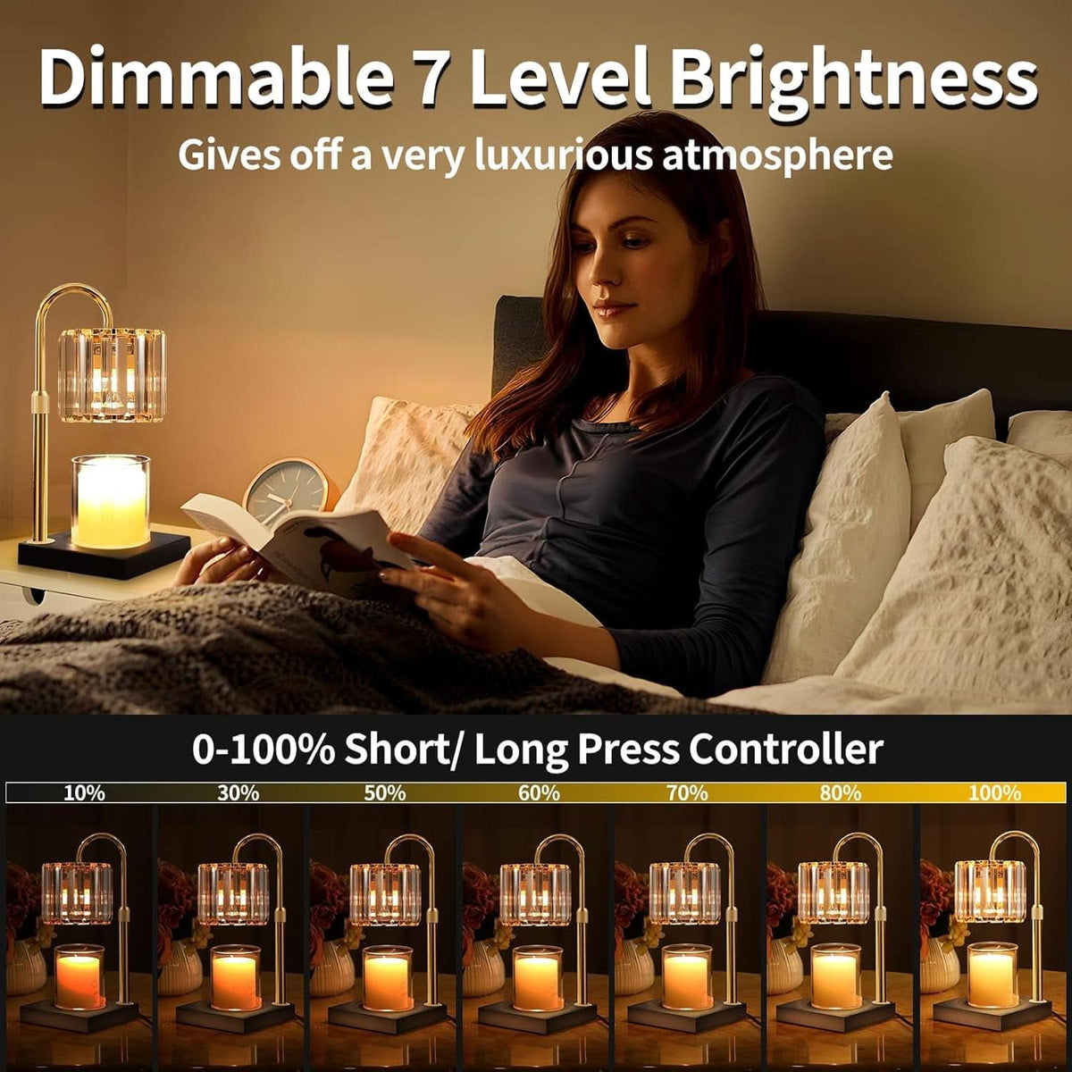 Black Candle Warmer Lamp With Smart Programmable Dimmer-4